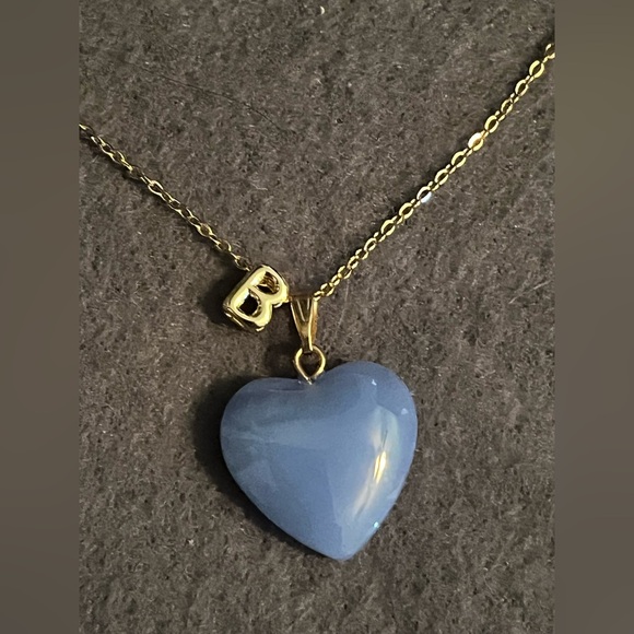 Jewelry - ✨$3 ✨Gold Chain Necklace with blue heart and “B” charms